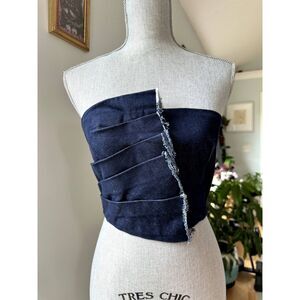 Bec and Bridge Dark Wash Jean Bustier Crop Top Dark Wash Denim size 4
